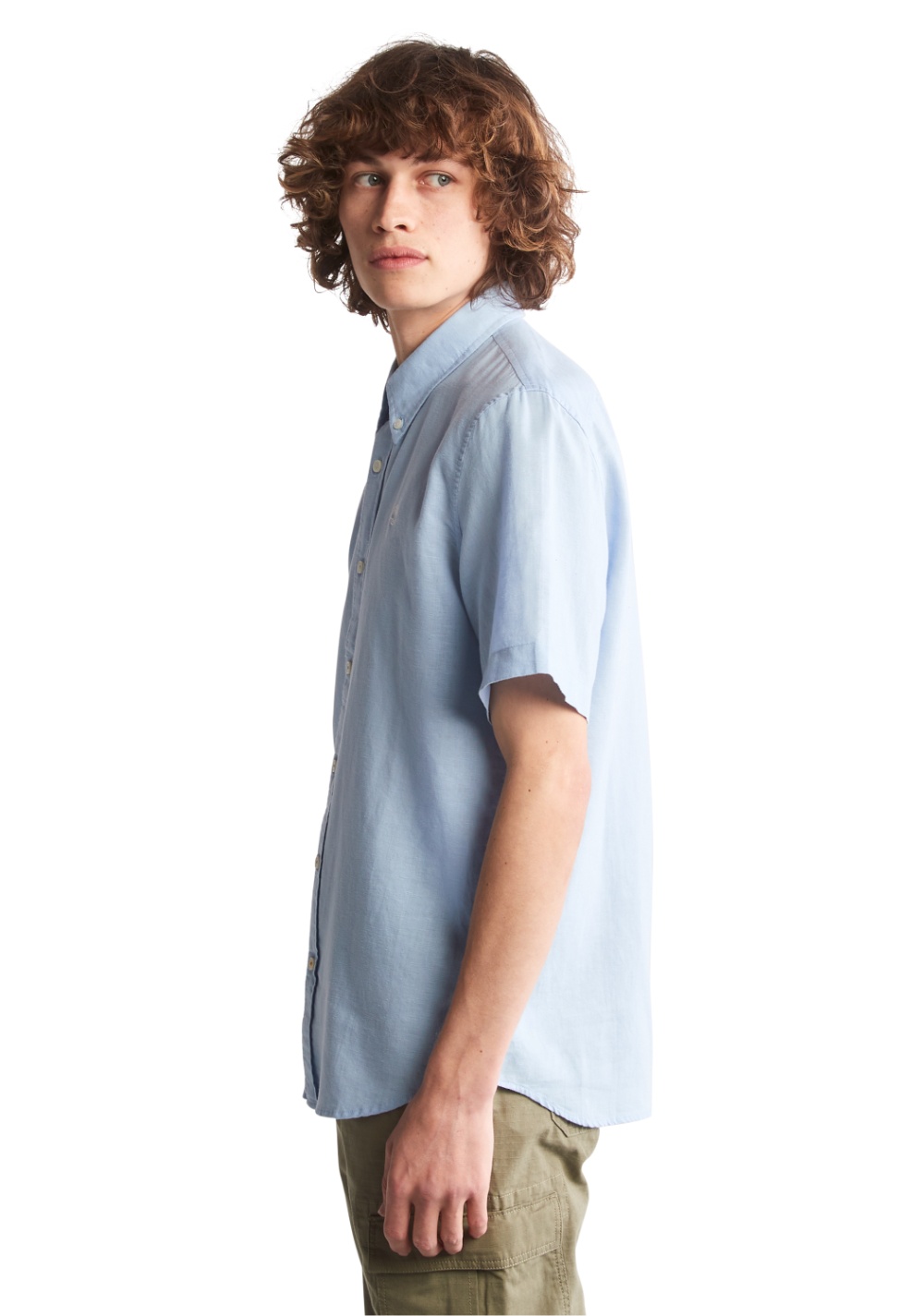 Camisa Manga Corta de Algodón y Lino Timberland