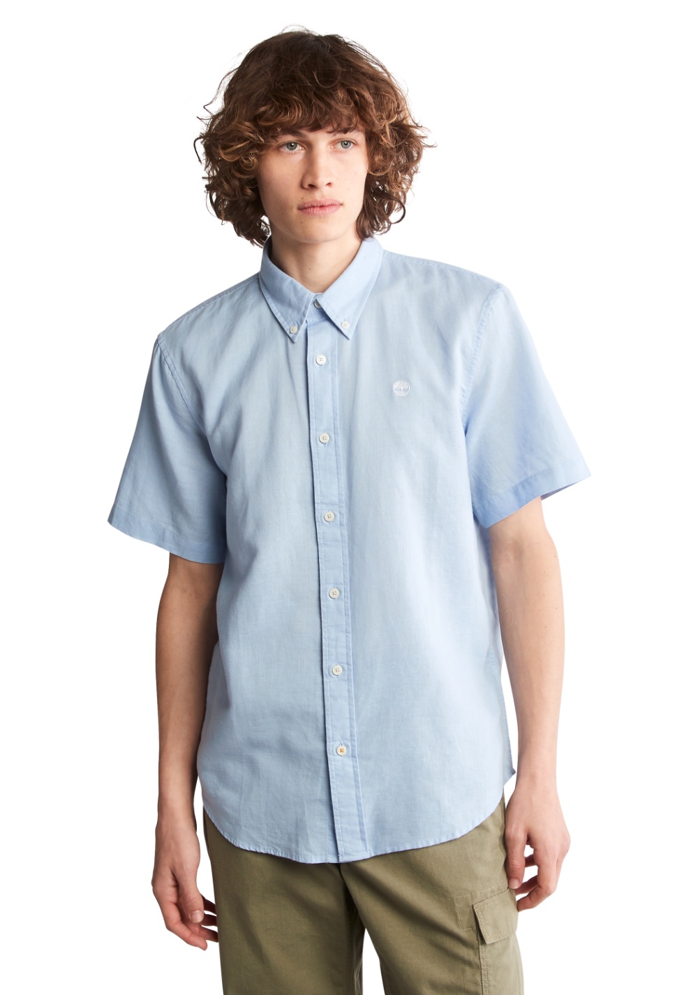 Camisa Manga Corta de Algodón y Lino Timberland