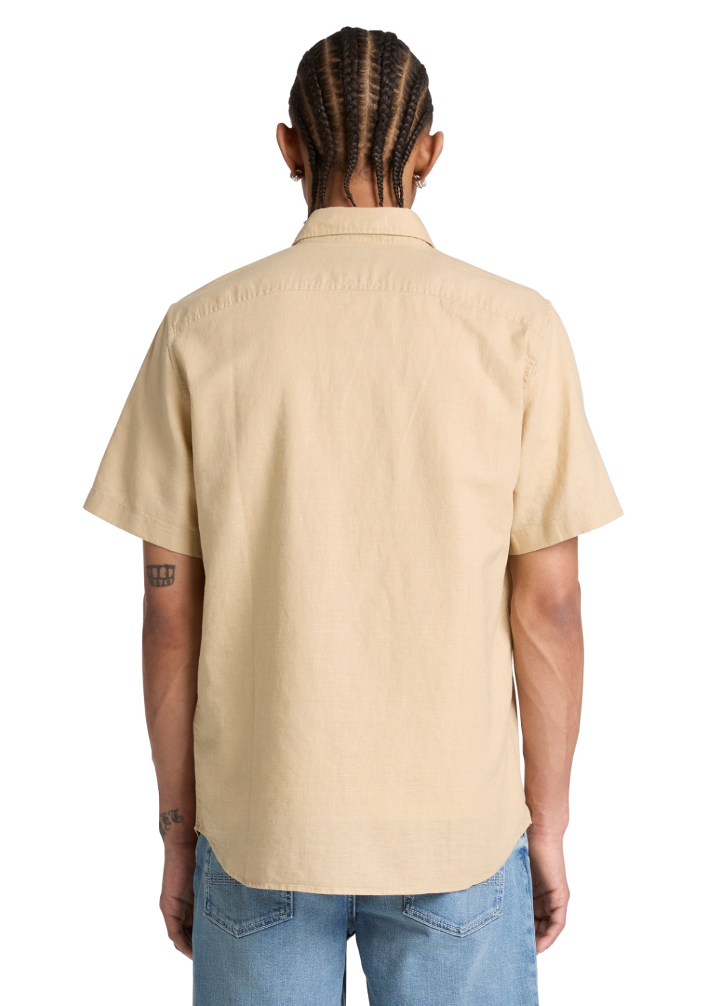 Camisa Manga Corta de Algodón y Lino Timberland
