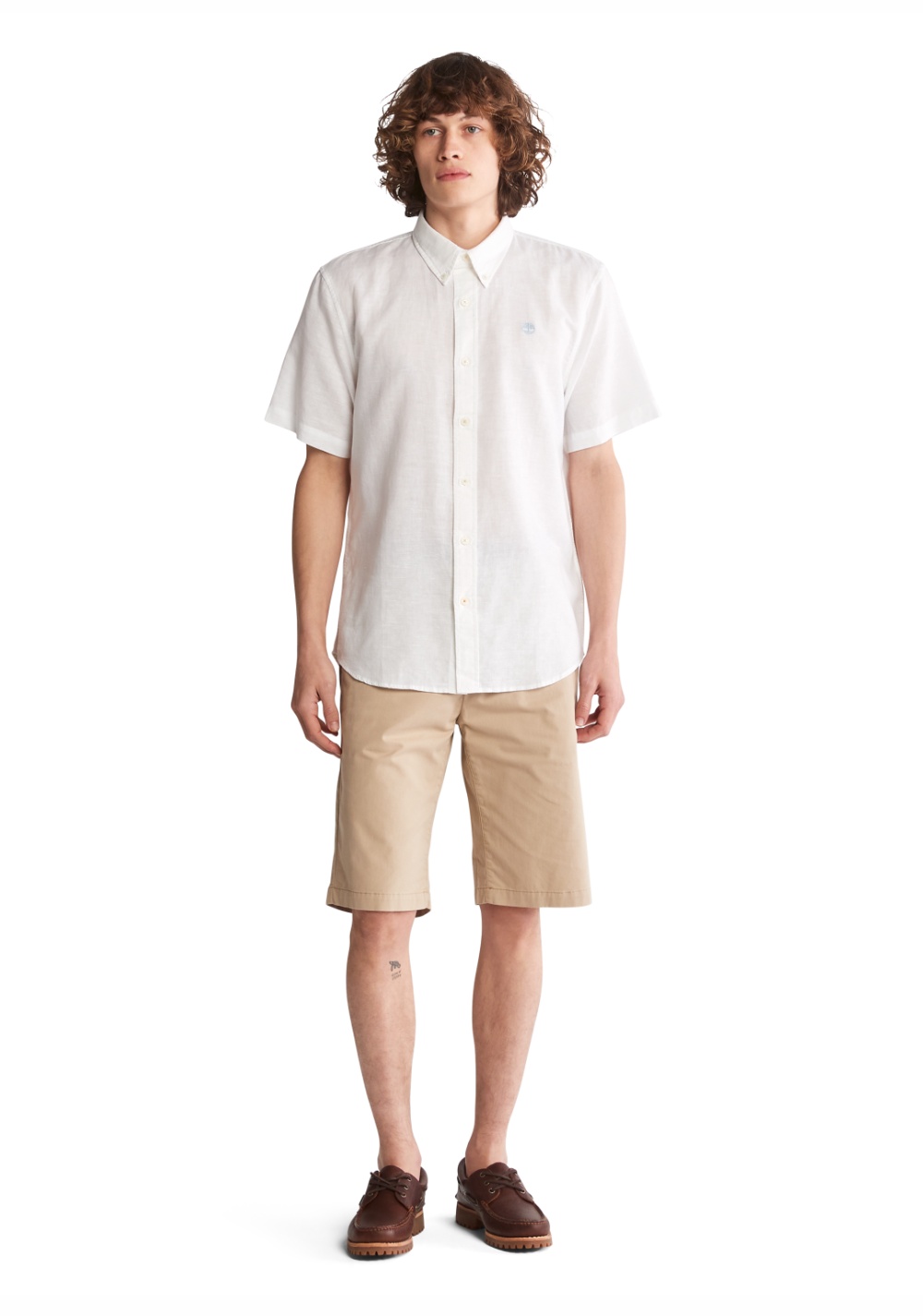 Camisa Manga Corta de Algodón y Lino Timberland