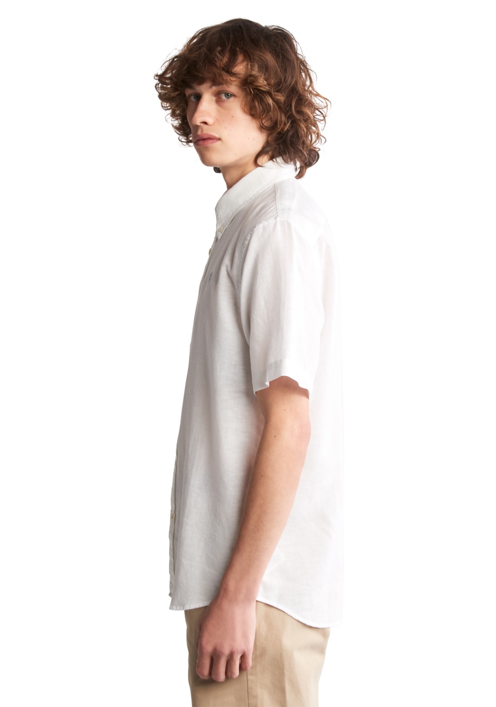 Camisa Manga Corta de Algodón y Lino Timberland