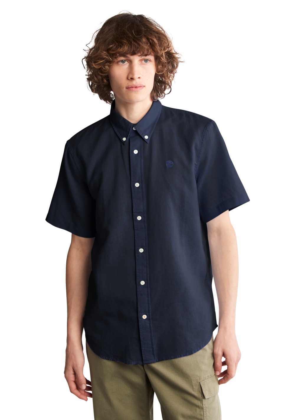 Camisa Manga Corta de Algodón y Lino Timberland