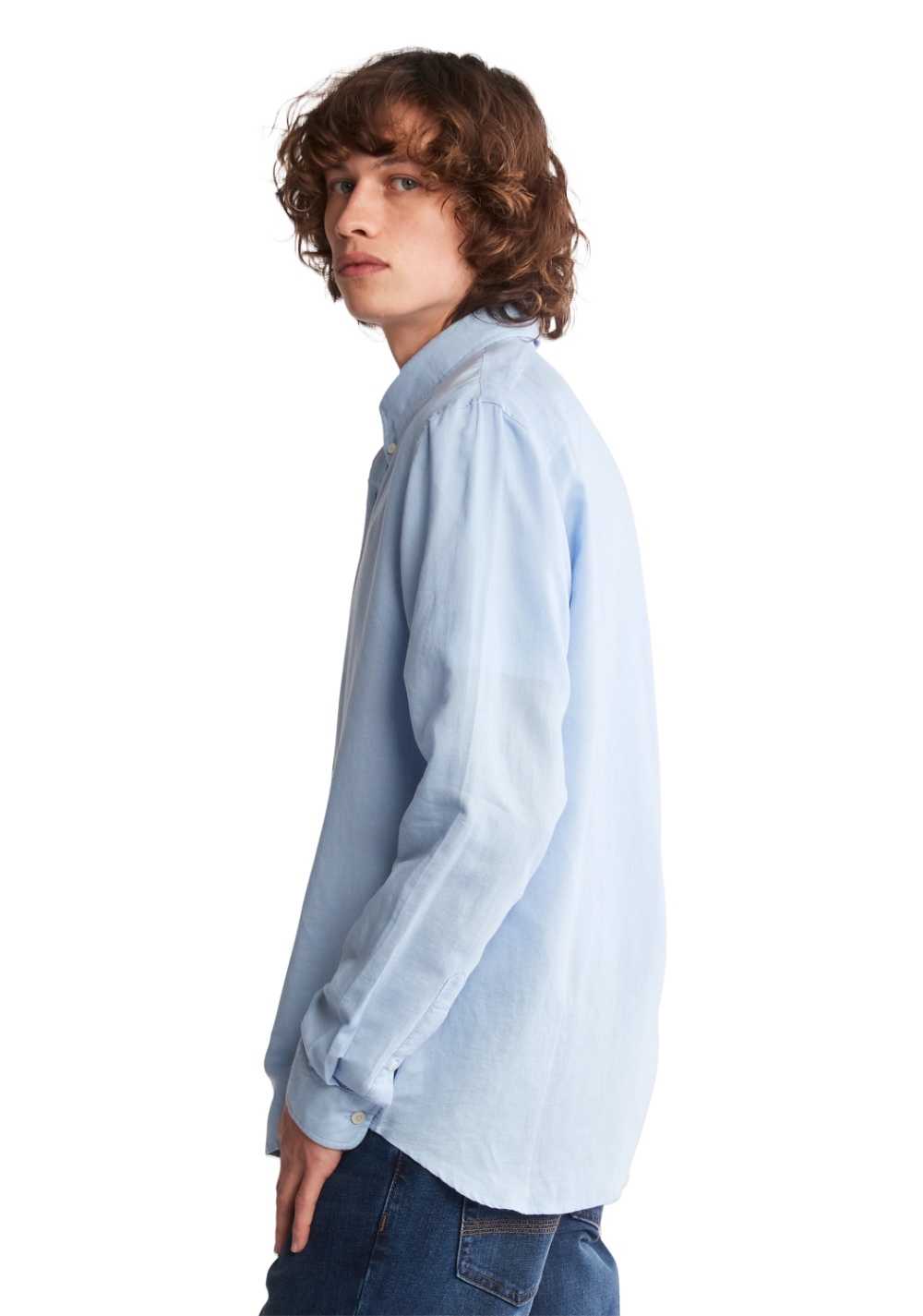 Camisa Manga Larga de Algodón y Lino Timberland