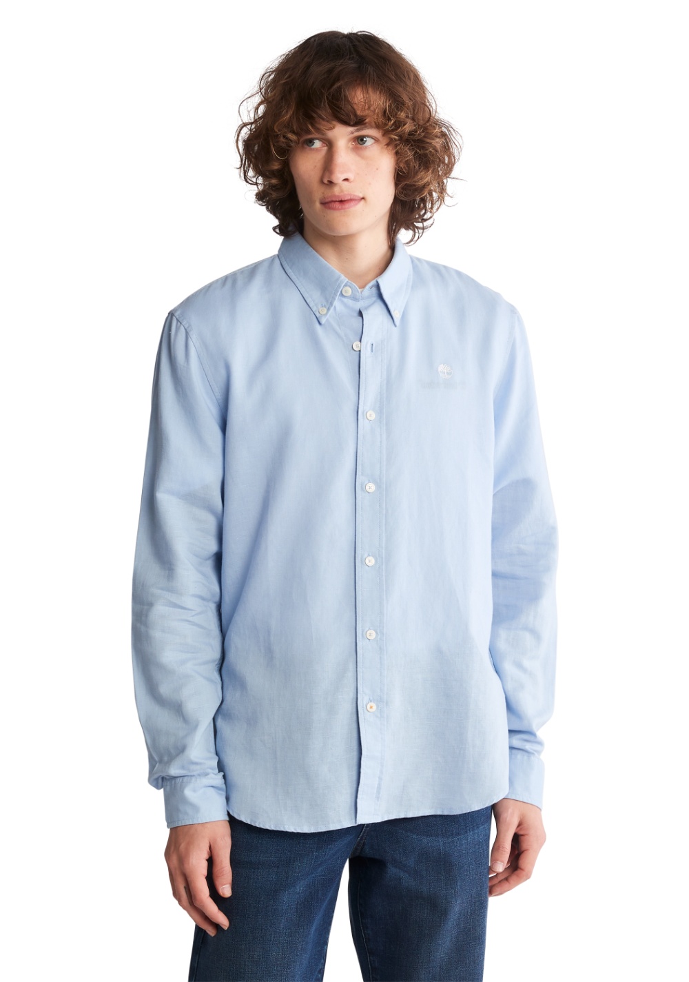 Camisa Manga Larga de Algodón y Lino Timberland
