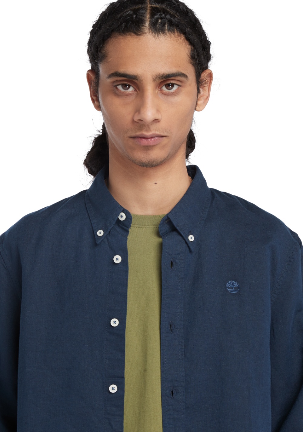 Camisa Manga Larga de Algodón y Lino Timberland