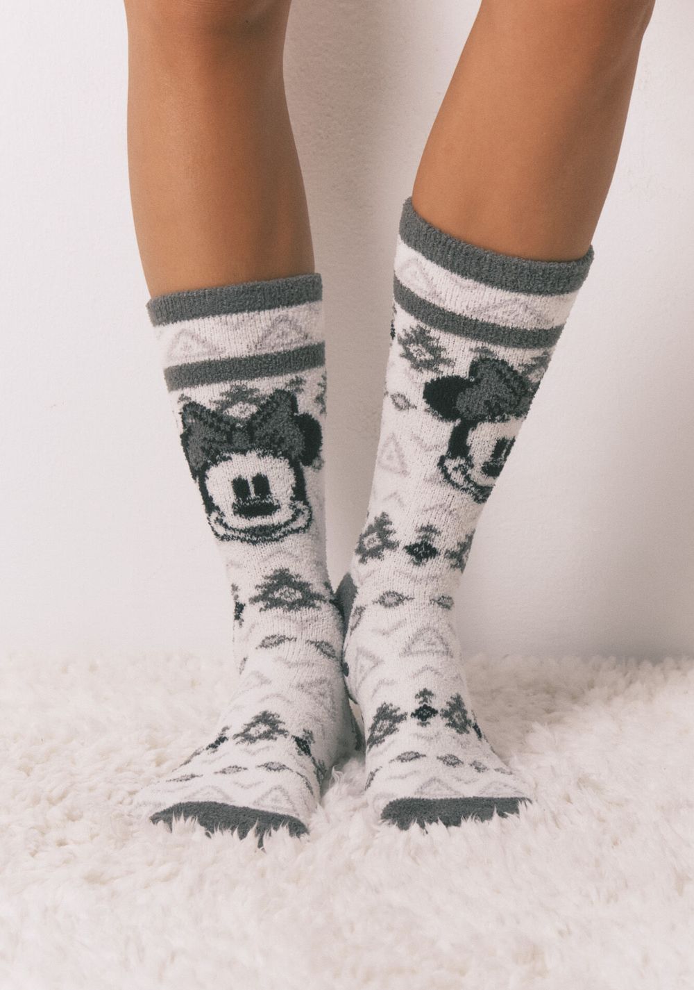 Medias Largas de Piel con Bordes Estampado de Minnie Mouse Women Secret