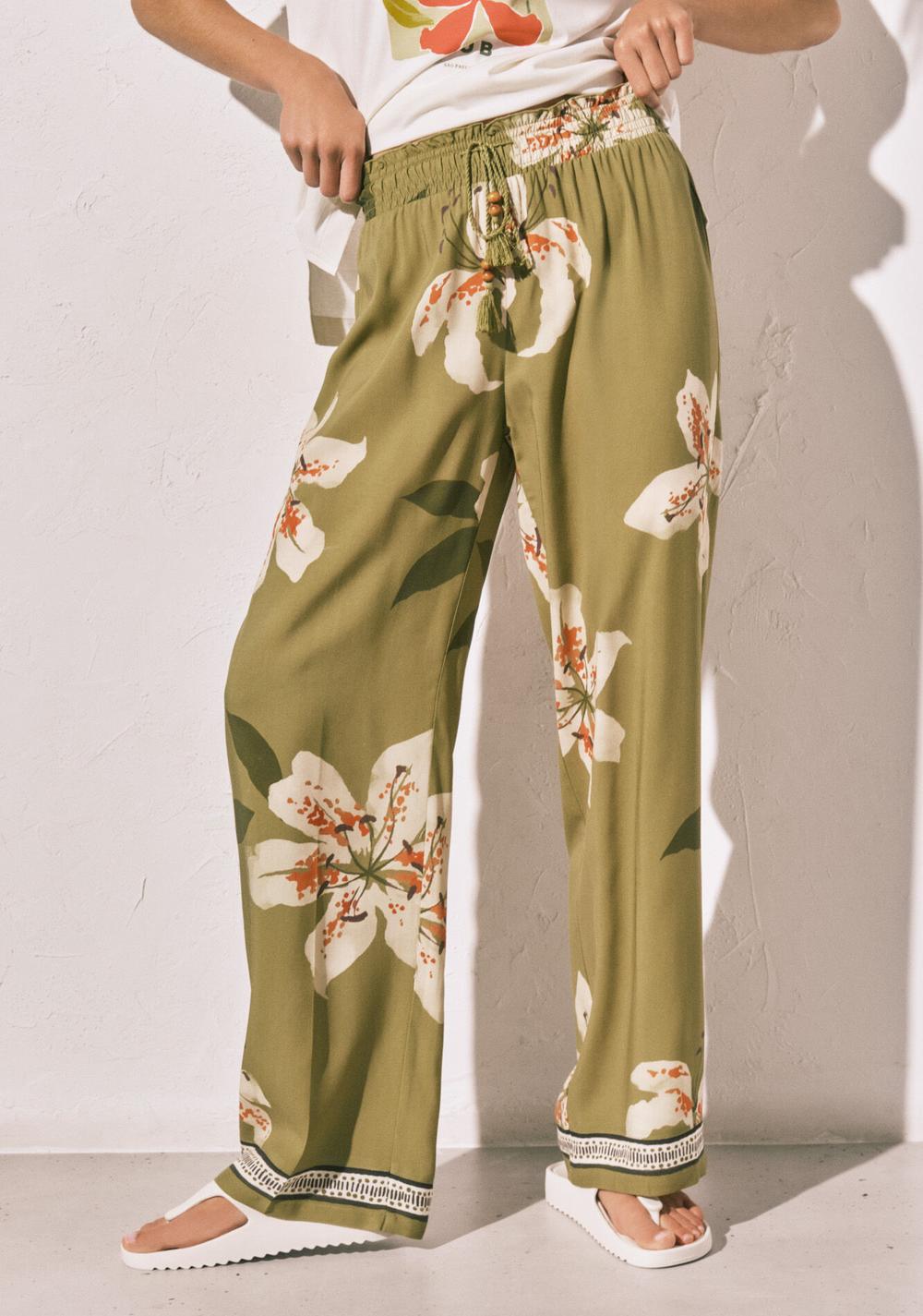 Pantalón Largo Estampado de Flores Women Secret