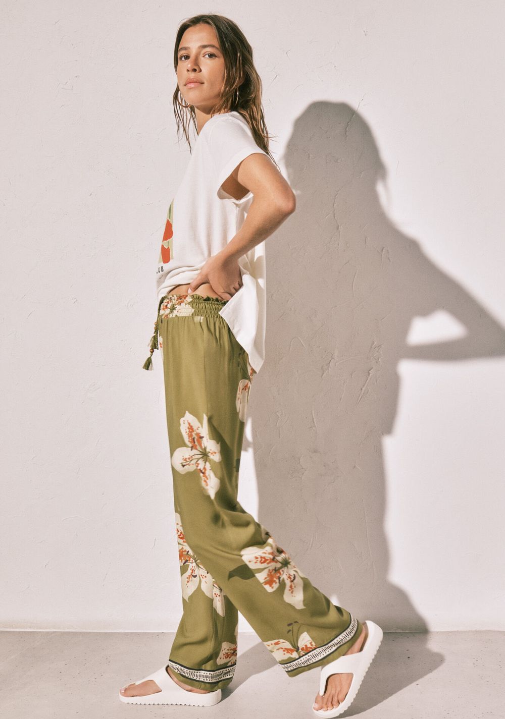 Pantalón Largo Estampado de Flores Women Secret