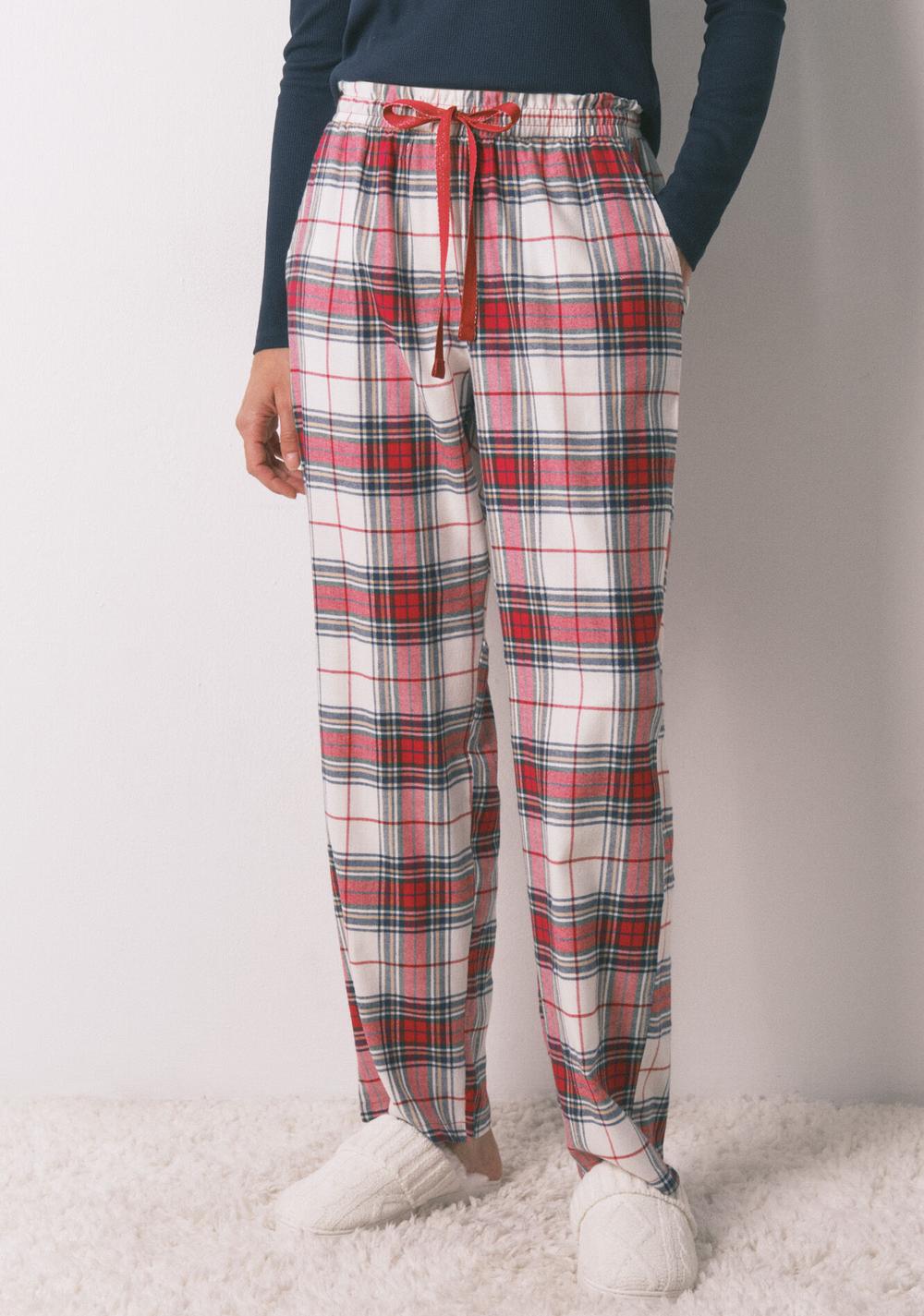 Pantalón Largo Franela Cuadros Women Secret