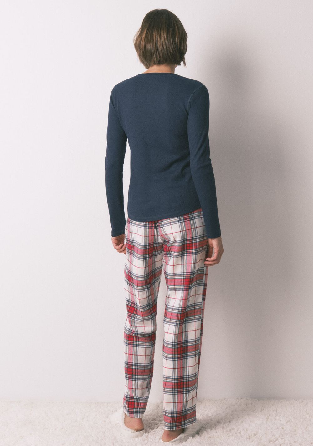 Pantalón Largo Franela Cuadros Women Secret