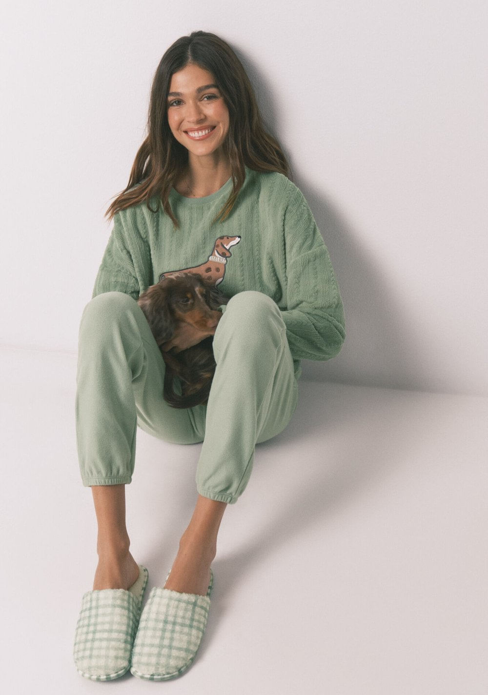 Pantuflas a Cuadros de Borreguito Women Secret