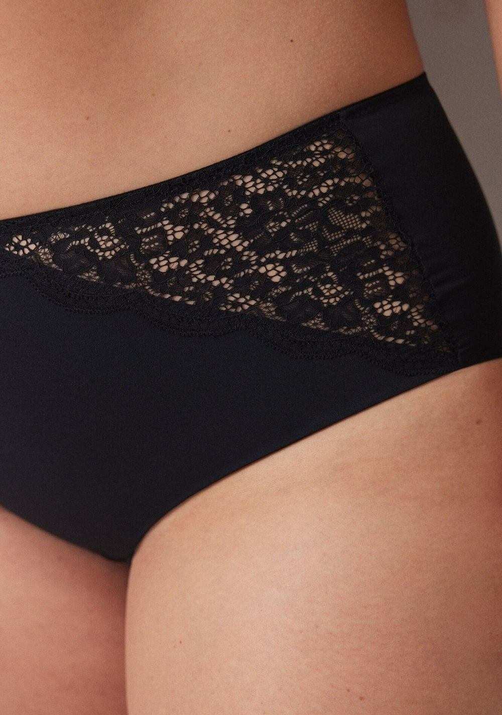Panty Alta Microfibra y Encaje Women Secret