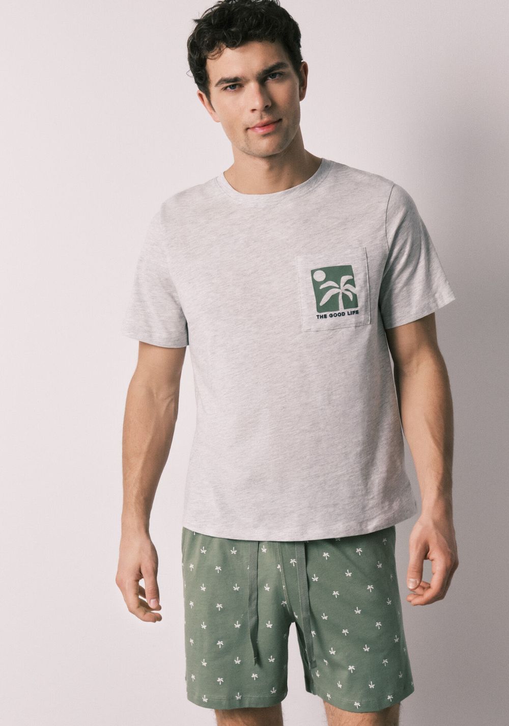 Pijama Corta con Estampado de Palmeras Women Secret