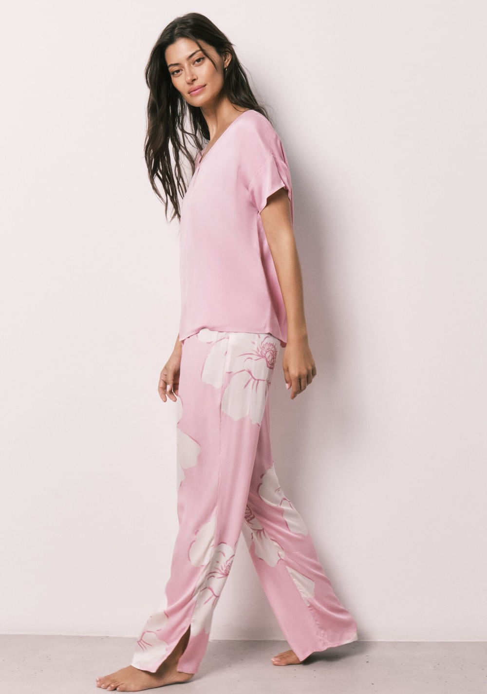 Pijama Larga de Manga Corta Satinada Women Secret