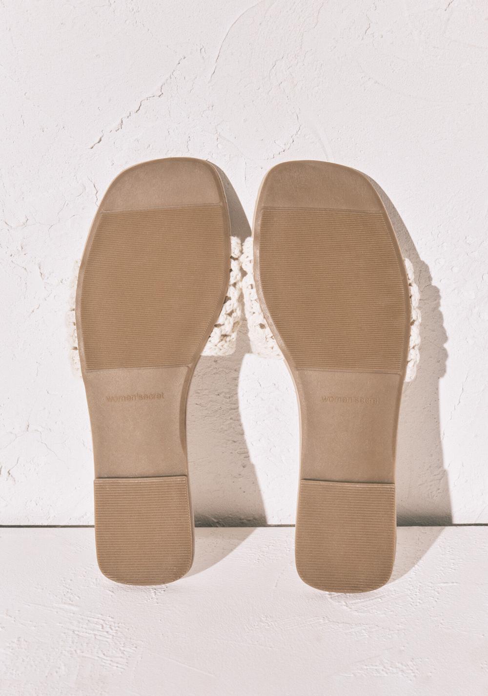 Sandalias de Pala de Crochet Women Secret para Mujer Blancas