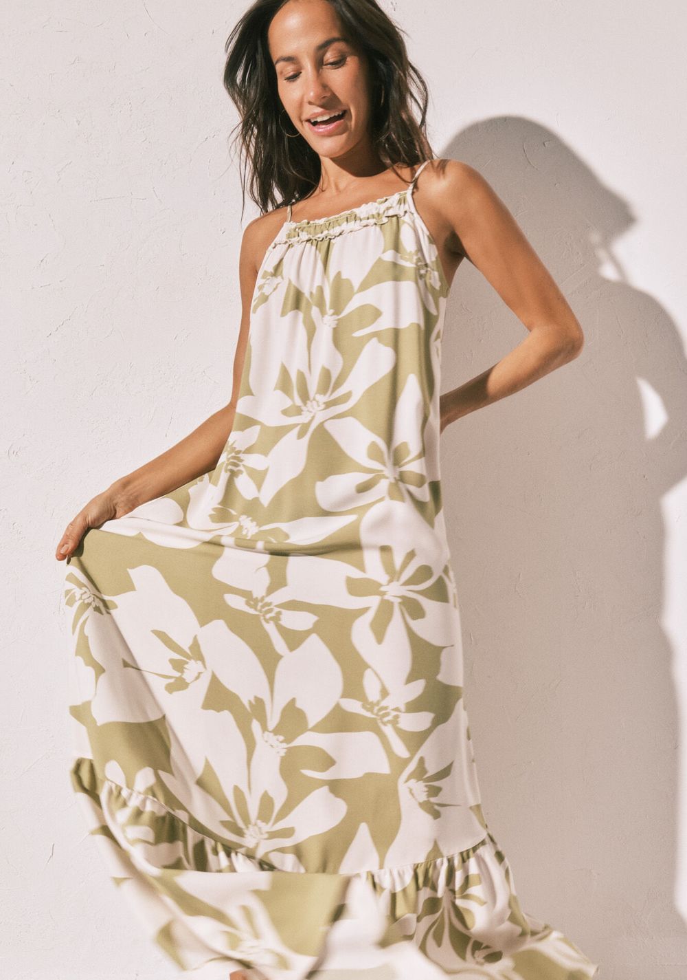 Vestido Largo de Tirantes con Estampado Floral Women Secret